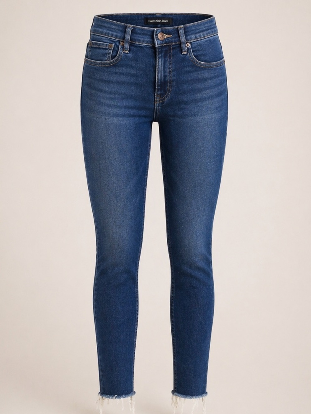 Calvin Klein High Rise Skinny Jeans | Dark Wash Stretch Denim | Raw Hem | Size 6
